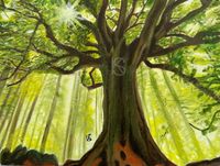 Oil painting tree